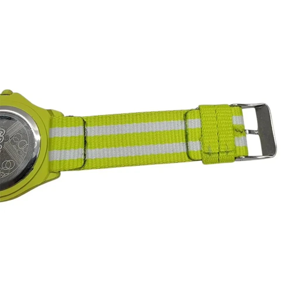 Crayo Carnival Watch Lime Green White Striped Nylon Strap Date Sunray Dial